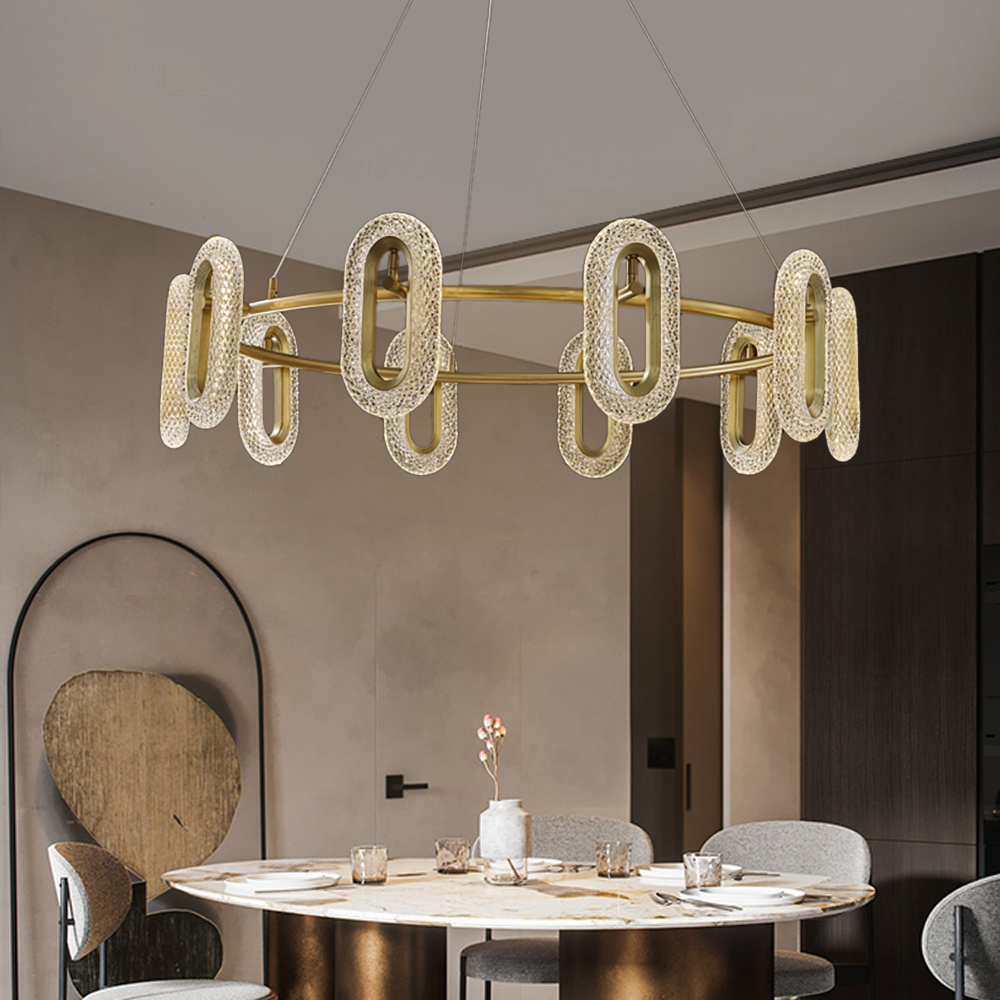 

Modern Brass Chandelier Lighting Round 10-Light Ring LED Ceiling Light