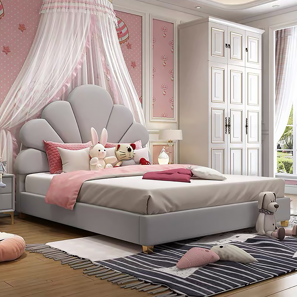 

Platform Storage Bed Panel Bed with Upholstered Floral Headboard & Lift-Up Frame & Slats