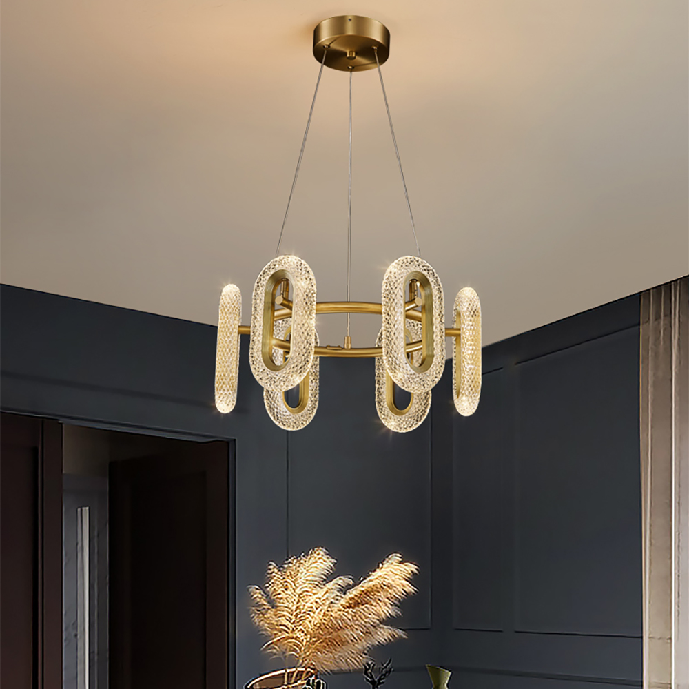 

Modern Brass Chandelier Lighting Round 6-Light Ring LED Ceiling Light