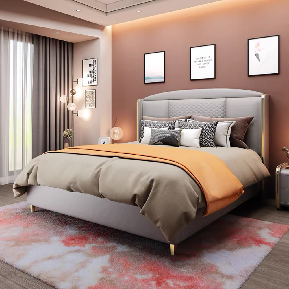 

Platform Storage Bed Faux Leather Upholstered with Wooden Slats Support