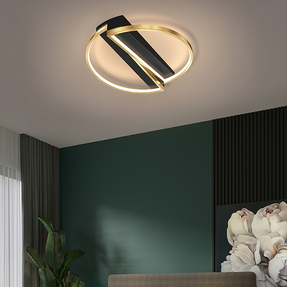 

Modern LED Geometric Flush Mount Light in Gold & Black