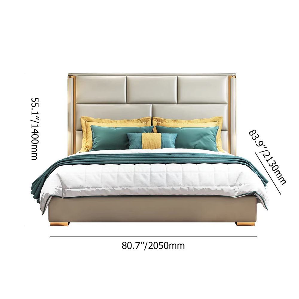 Modern Blue Platform Storage Bed with Tall Upholstered Headboard & Lift