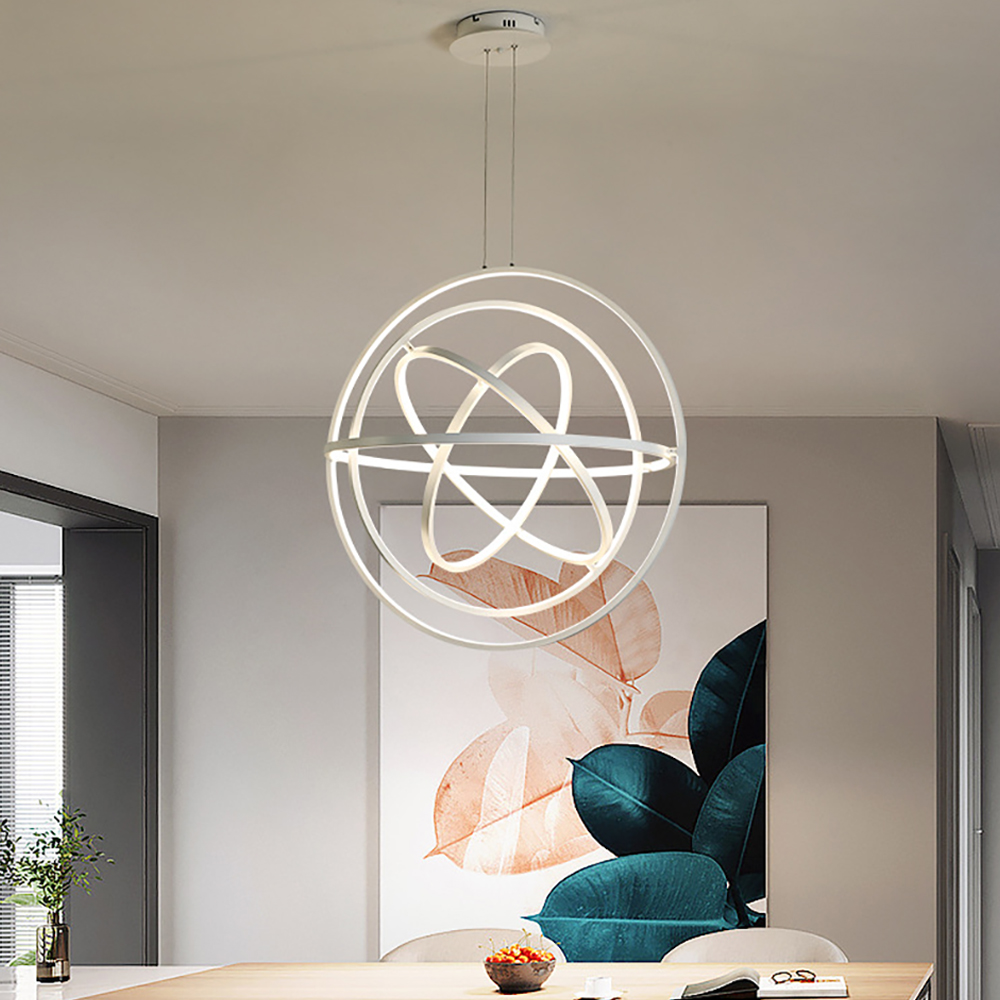 

White Globe LED Pendant Light with Adjustable Cable