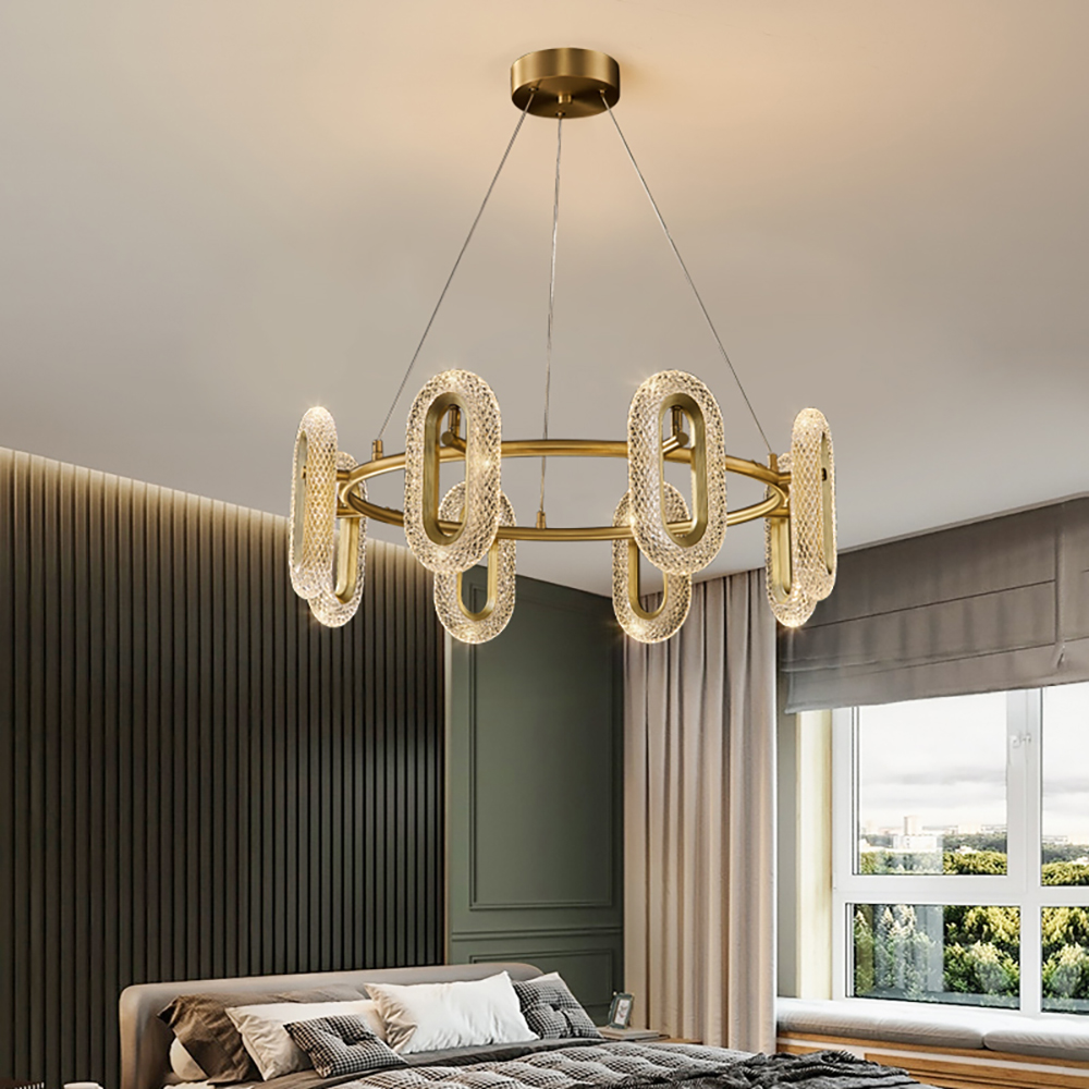 

Modern Brass Chandelier Lighting Round 8-Light Ring LED Ceiling Light