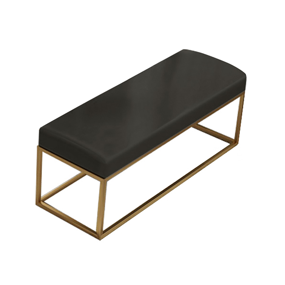 1200mm Black Faux Leather Dining Bench Upholstered Stainless Steel Gold