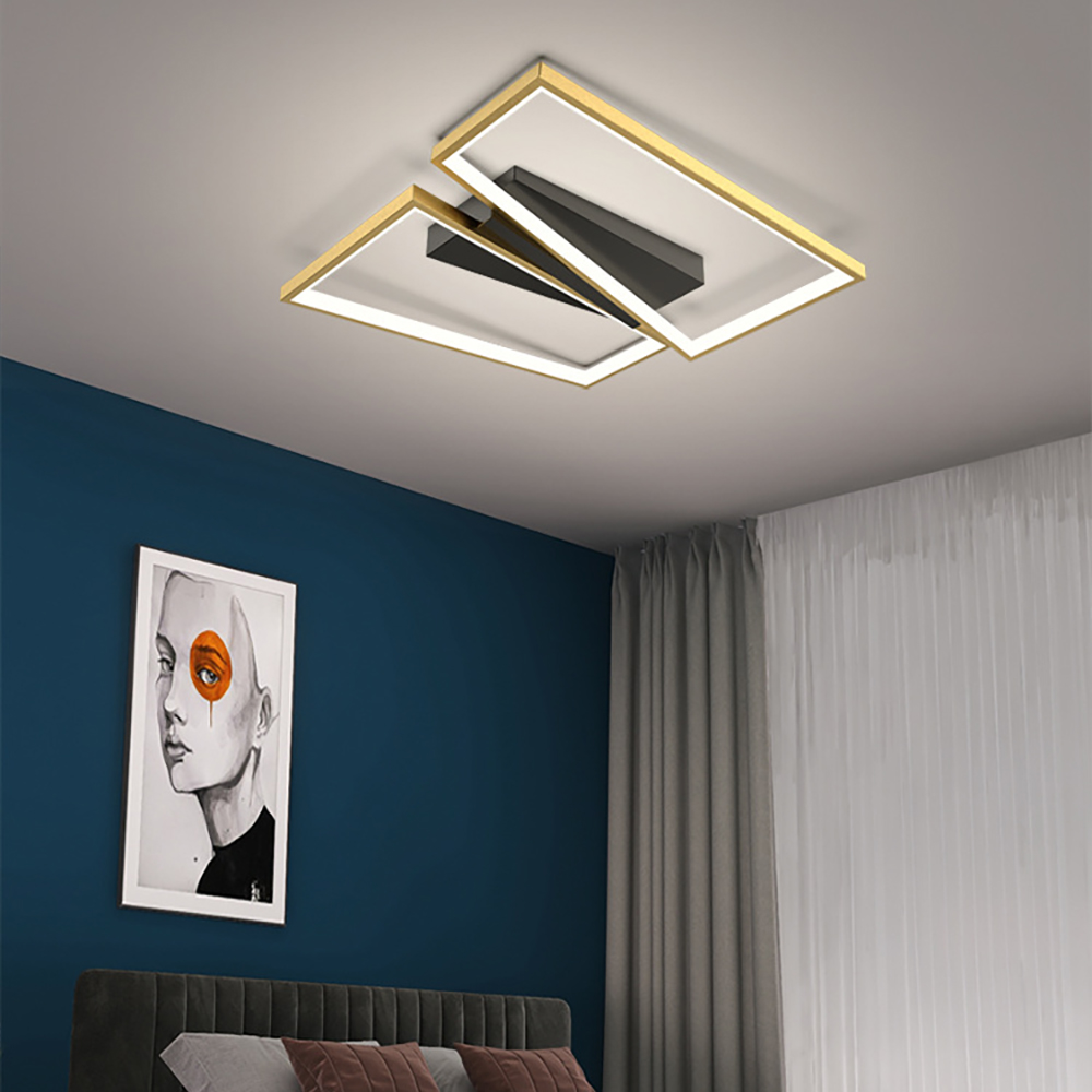 

Modern Geometric Flush Mount Light LED in Gold & Black