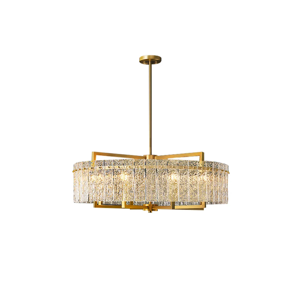 

Modern Brass Drum Chandelier 8-Light with Adjustable Hanging Rod