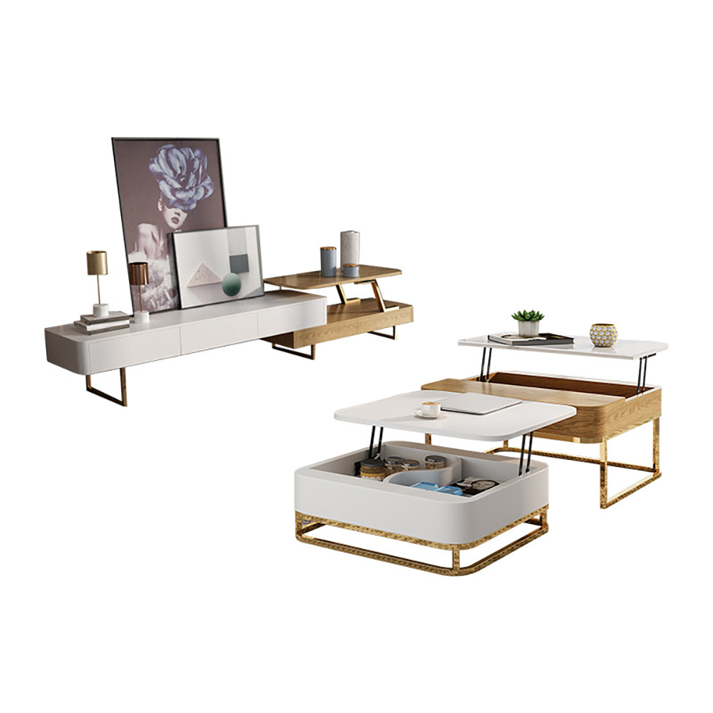 Modern 3Piece Coffee Table & TV Stand Set with StorageHomary
