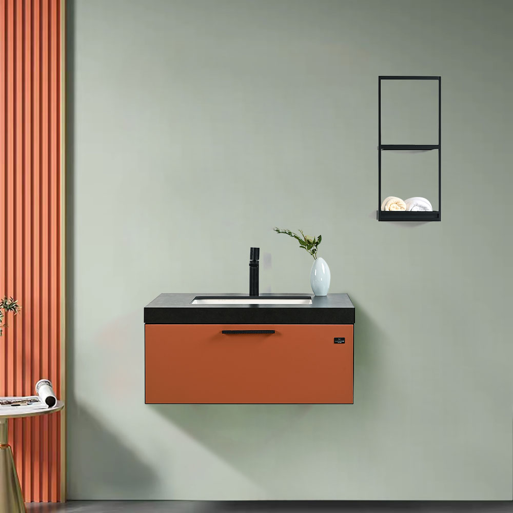 

32'' Floating Bathroom Vanity Top Single Integral Sink with One Drawer in Apricot