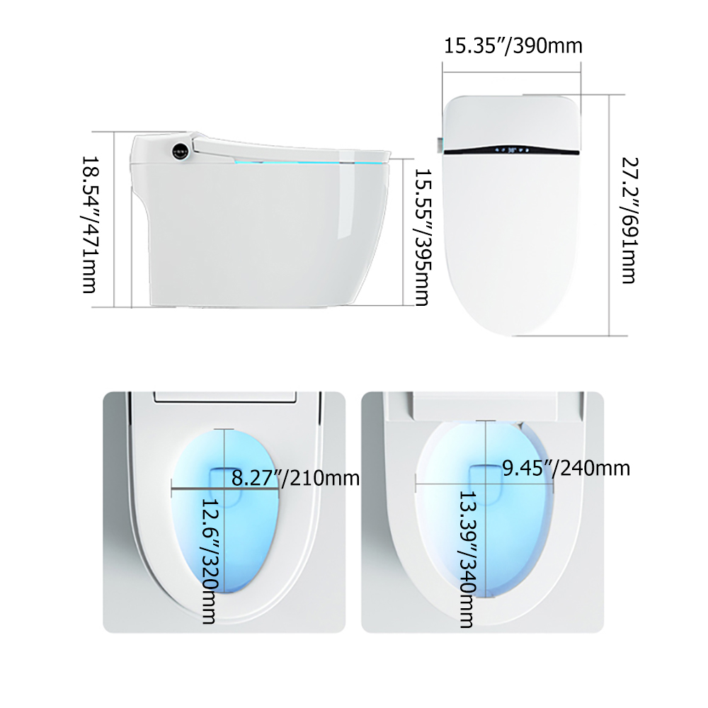OnePiece Elongated Smart Toilet Floor Mounted Automatic Toilet Self