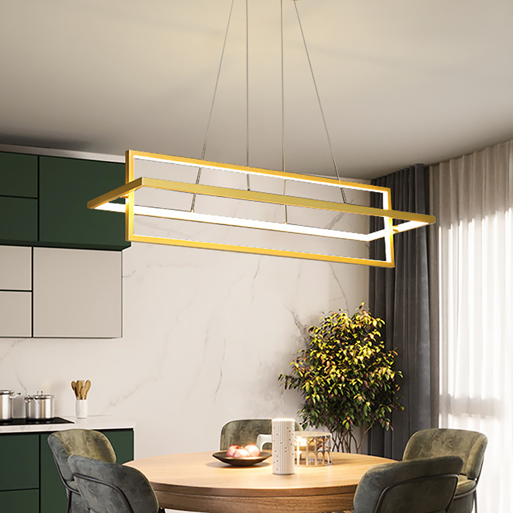 Gold Geometric Kitchen Island Light Integrated LED with Adjustable Cables