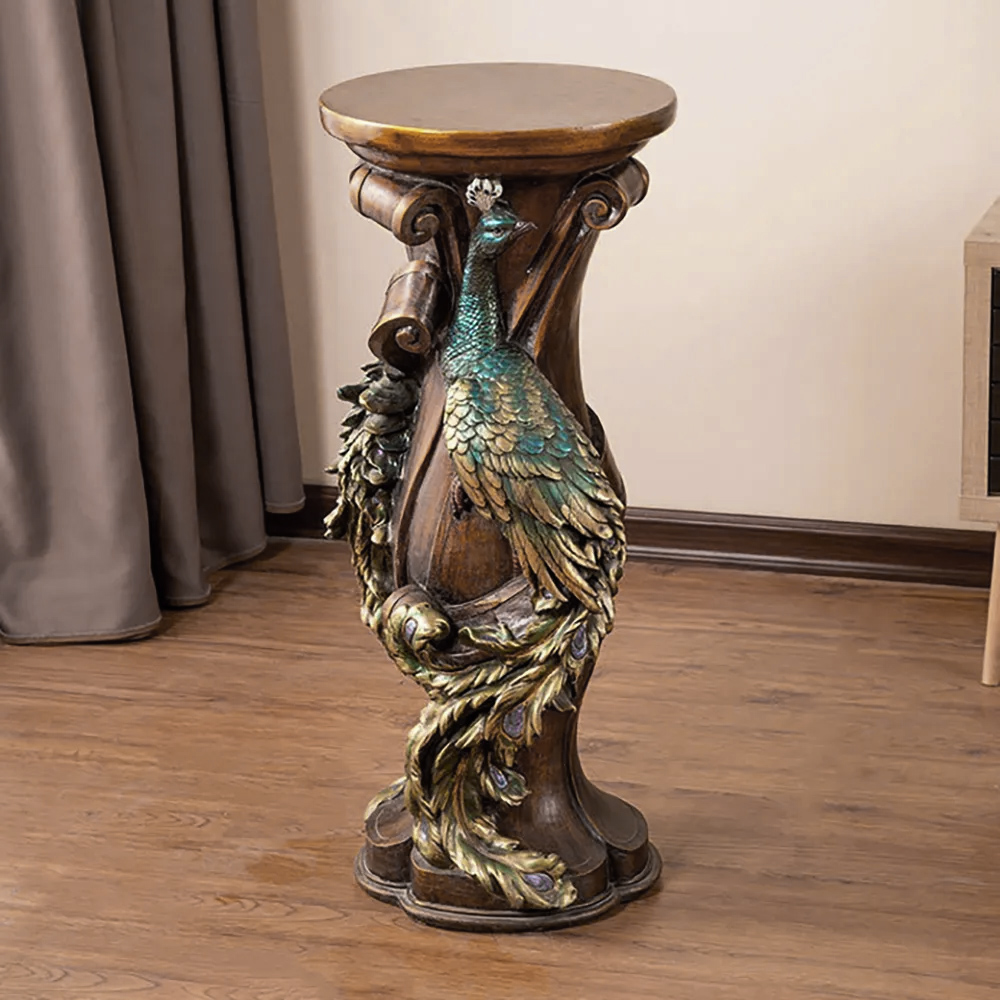 825mm Rustic Peacock Plant Stand Indoor Multi-Colored Freestanding Planter