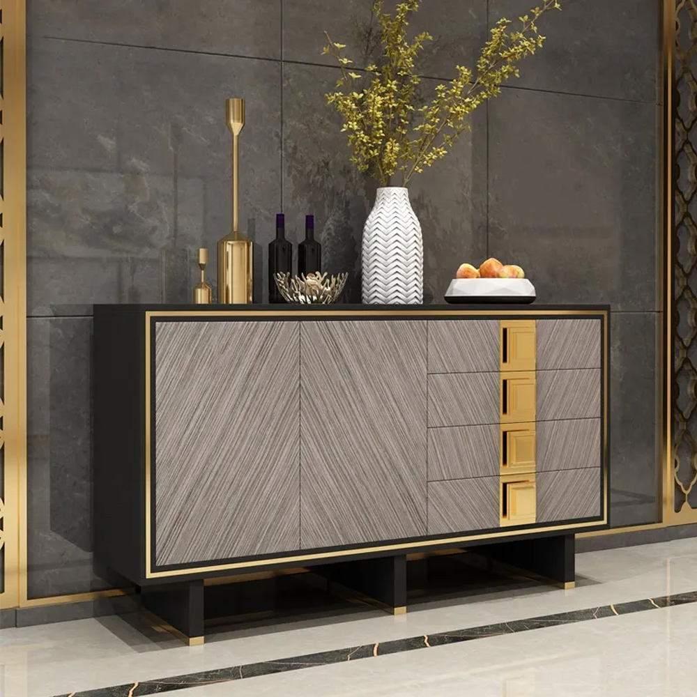 1500mm Sideboard Buffet Glass Top with Storage Modern Sideboard Table ...