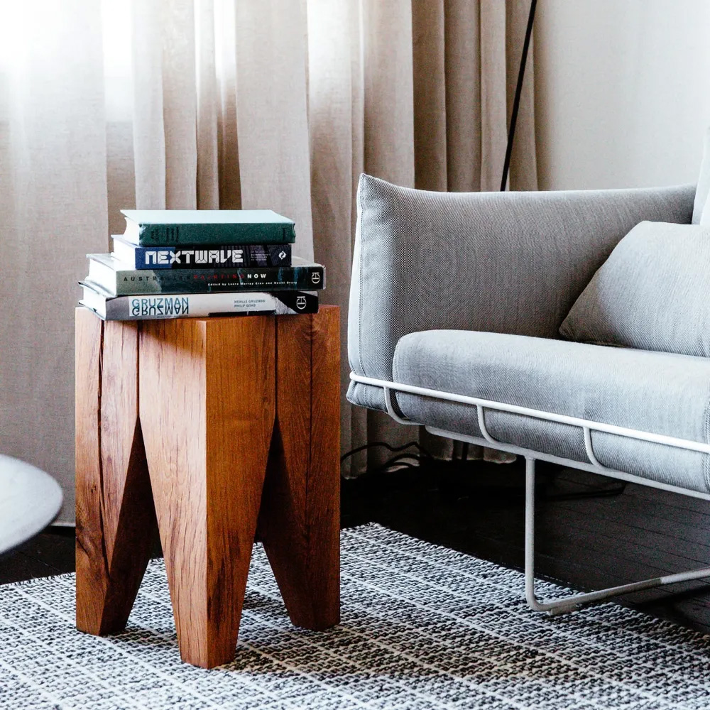 

Rustic Walnut End Table Square Wooden Side Table