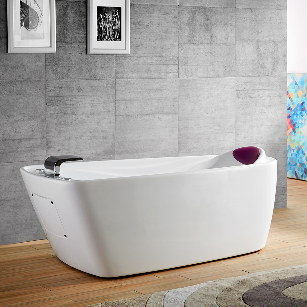 73" Freestanding Acrylic Whirlpool Water Massage Bathtub In White With Music System