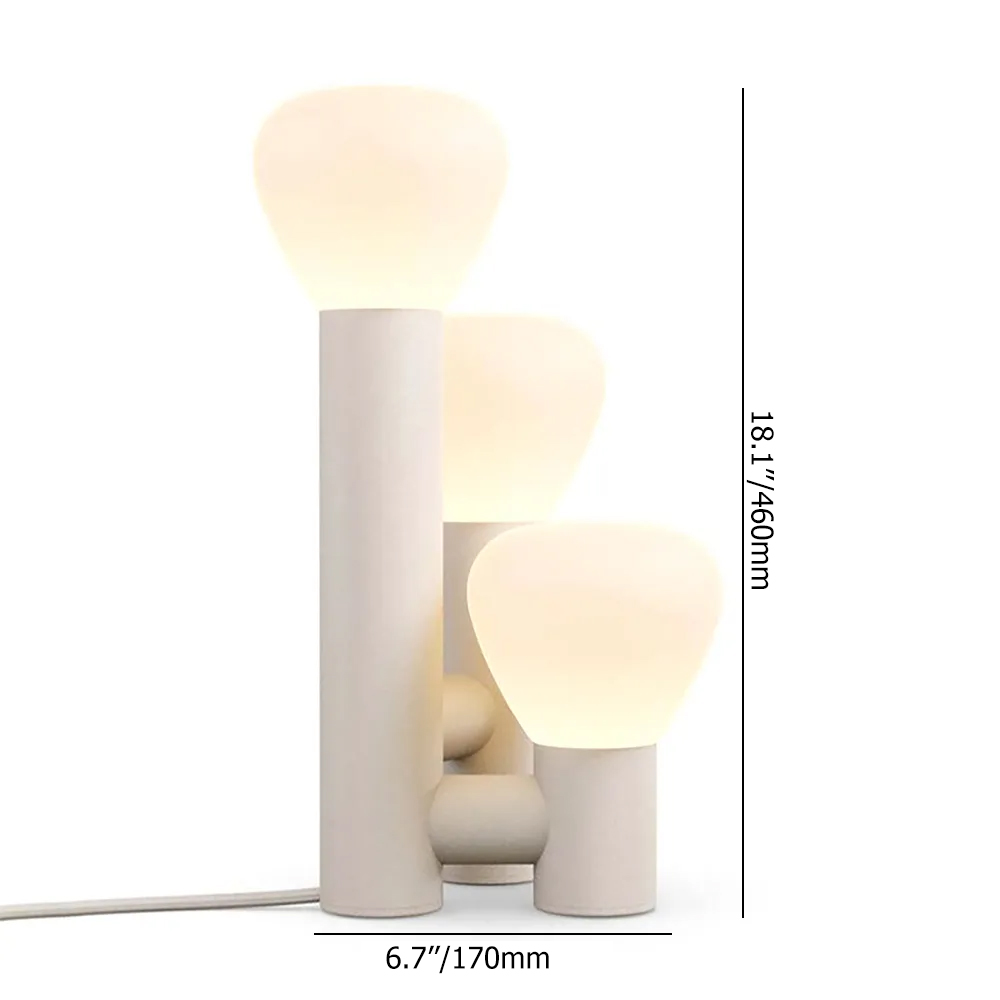 Minimalist Style 3-Light White Table Lamp Warm Light with On / Off Switch