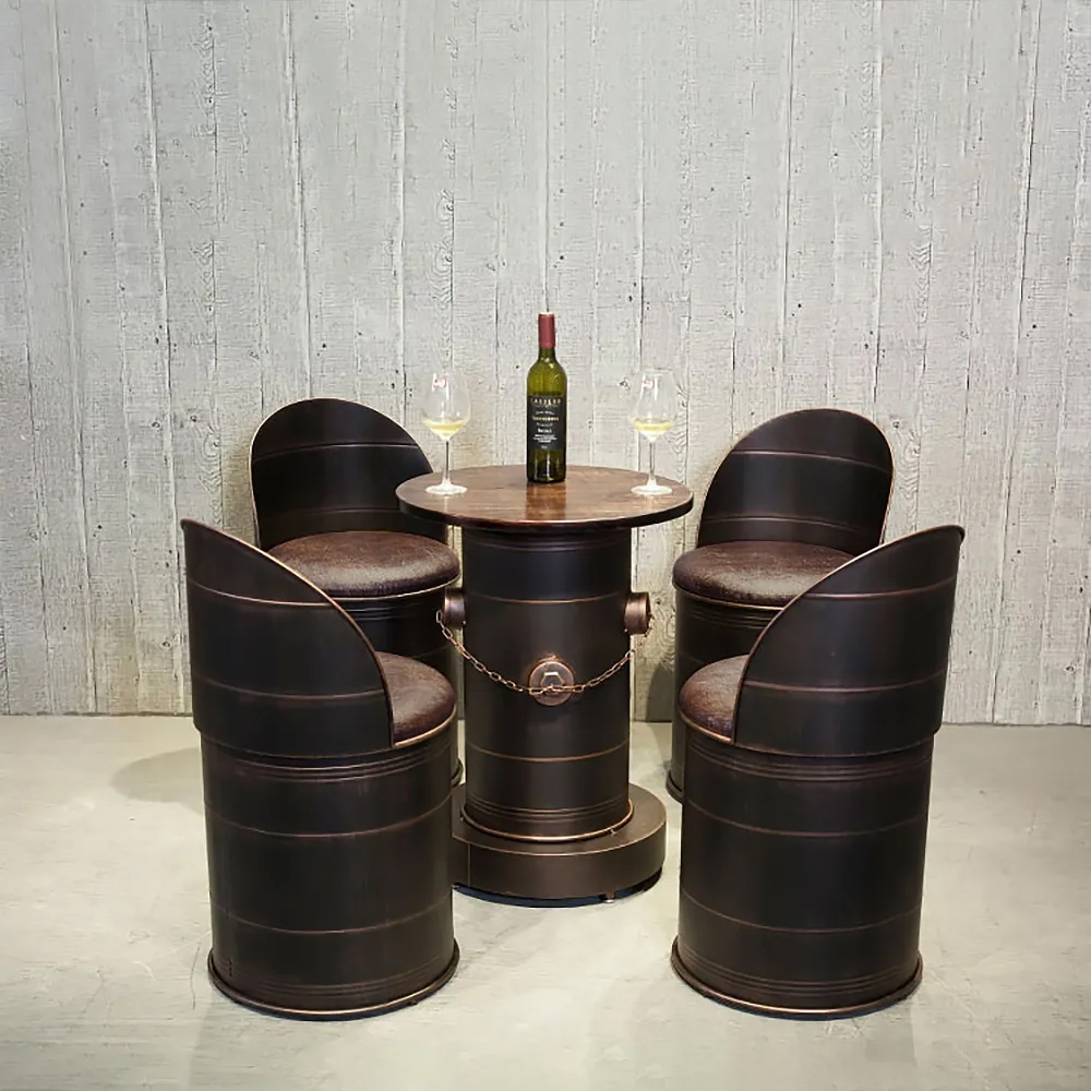 Industrial Bar Stools Set of 2 with Backs PU Leather Upholstery