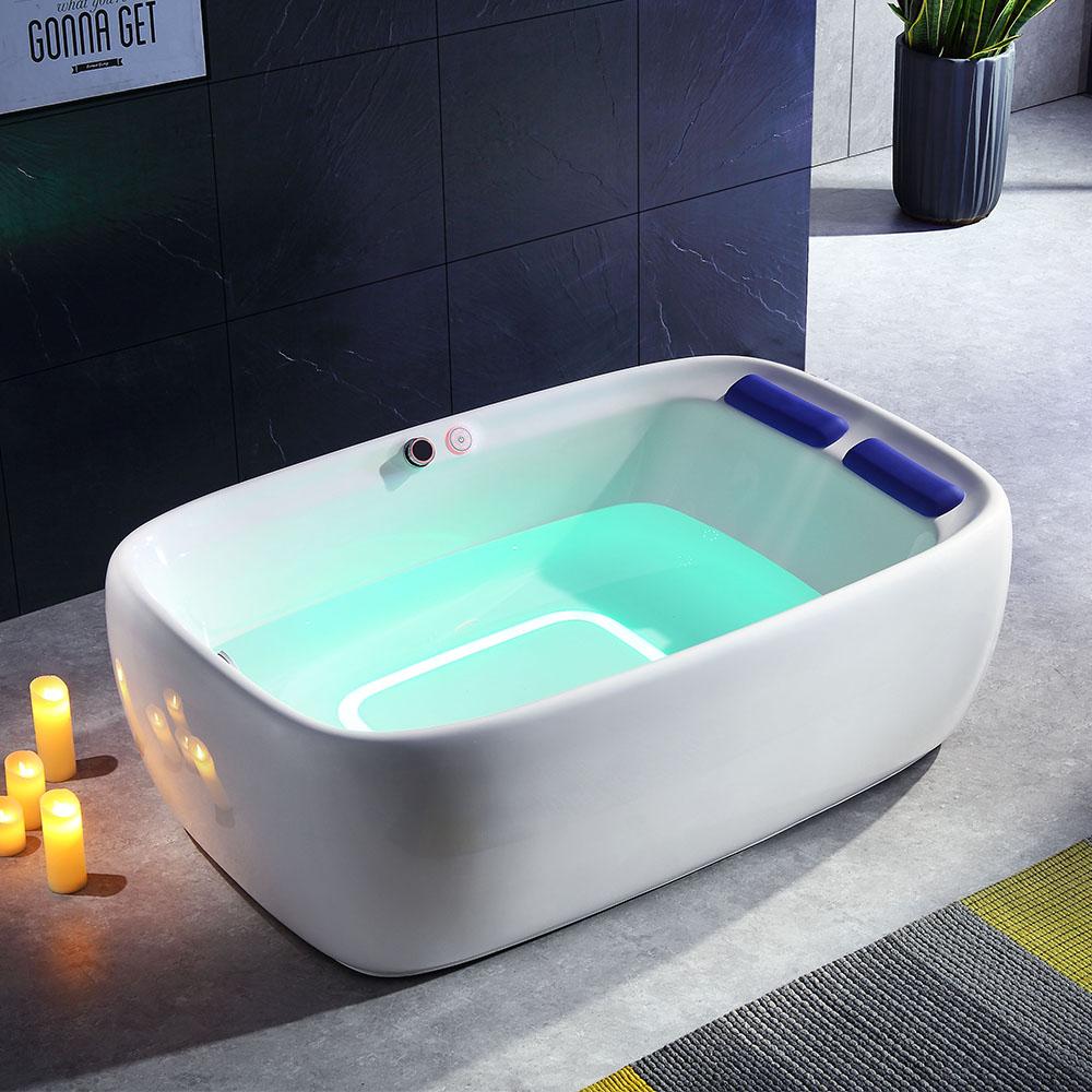 

71" Freestanding LED Whirlpool Water Massage Bathtub in White with Music System