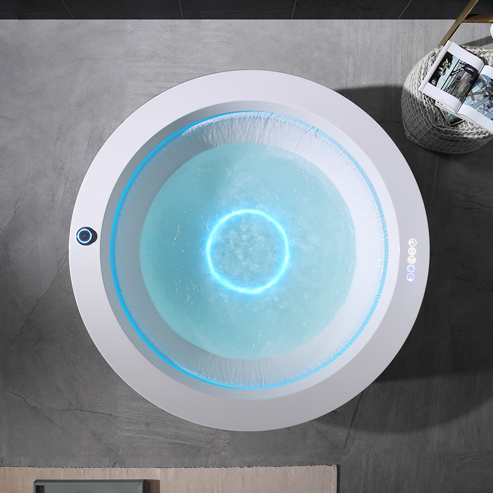 61" Freestanding LED Waterfall SPA Jetted Whirlpool Water Massage Stone