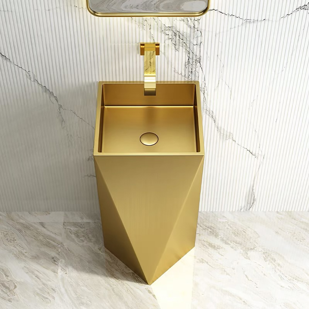 Gold Luxury Stainless Steel Sink Pedestal Sink Freestanding