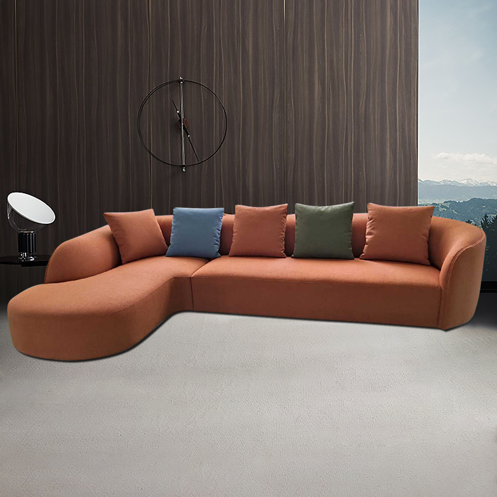 

Contemporary Caramel L-Shaped Sectional Sofa Chaise Lounge Included with Pillows