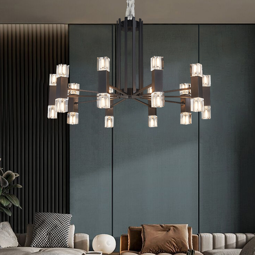 

Modern 20-Light Sputnik Chandelier with Adjustable Chain in Matte Black