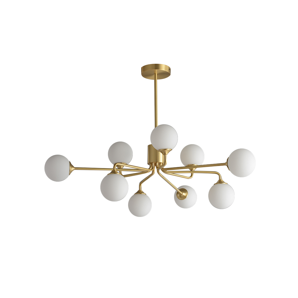 Modern Brass Sputnik Chandelier 9-Light with Glass Shade for Living ...