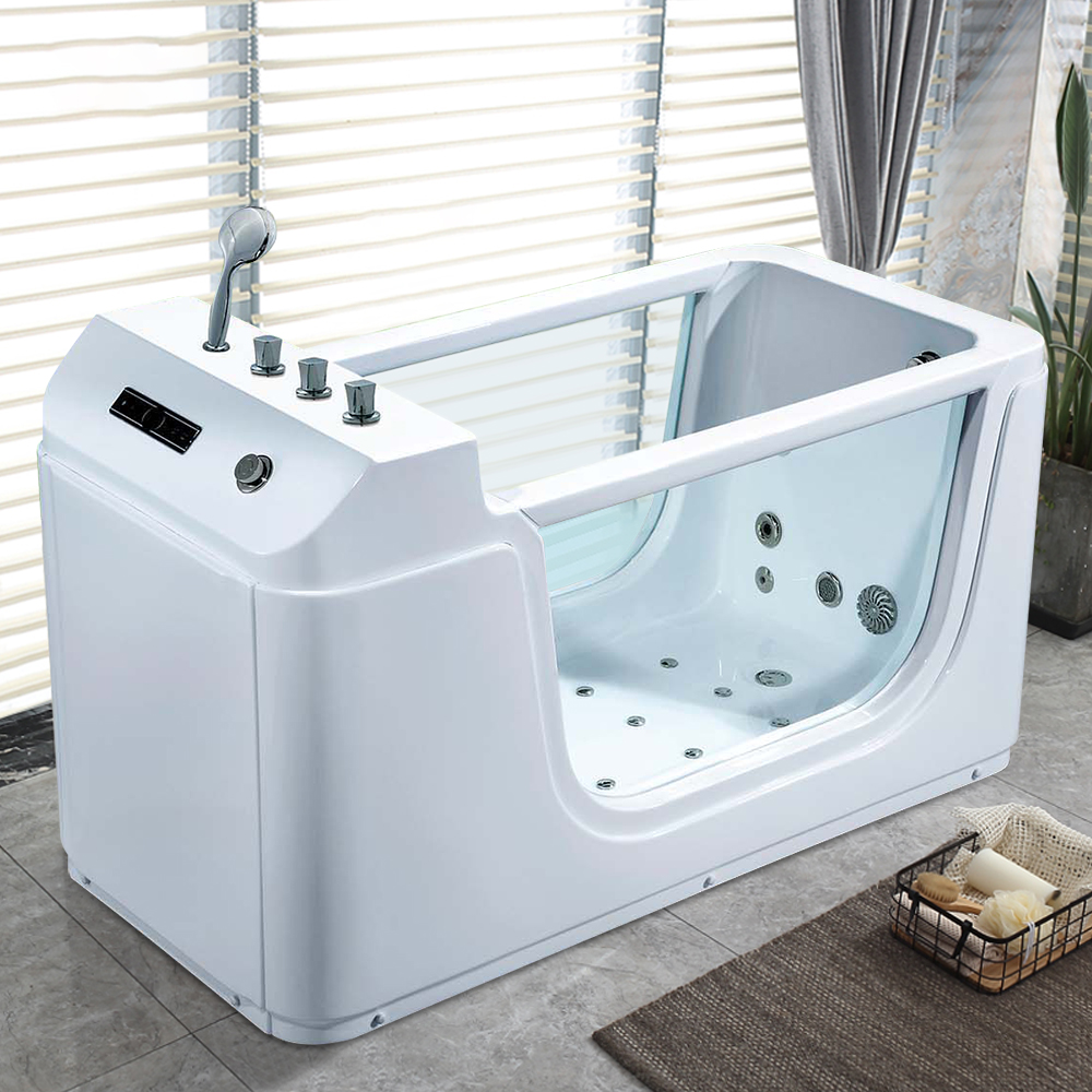 51" Acrylic Led Rectangular Whirlpool Water Massage Bathtub With Bathtub Filler
