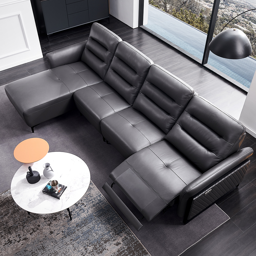 

L-Shaped Contemporary Power Reclining Sectional Sofa with Chaise in Gray