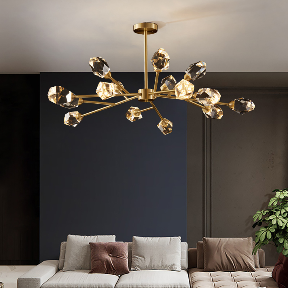 

Modern Brass Sputnik Crystal Chandelier 18-Light for Living Room & Dining Room