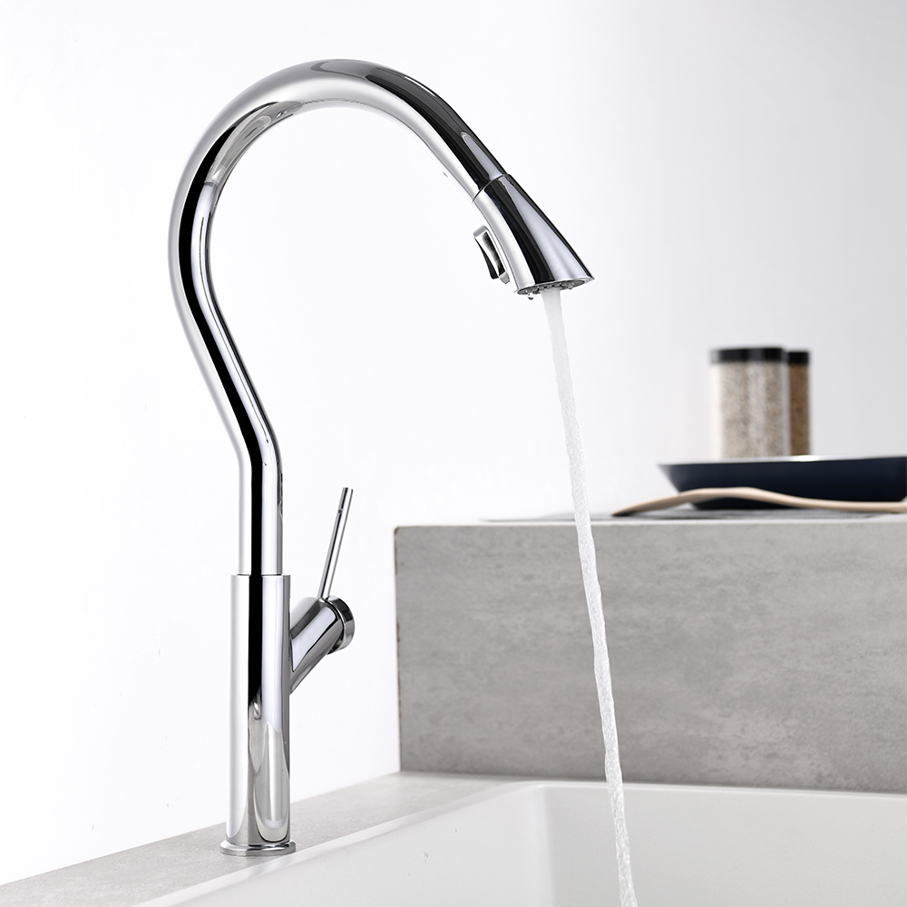 

Single Hole 1-Handle Kitchen Faucet Pull-out Spout in Chrome
