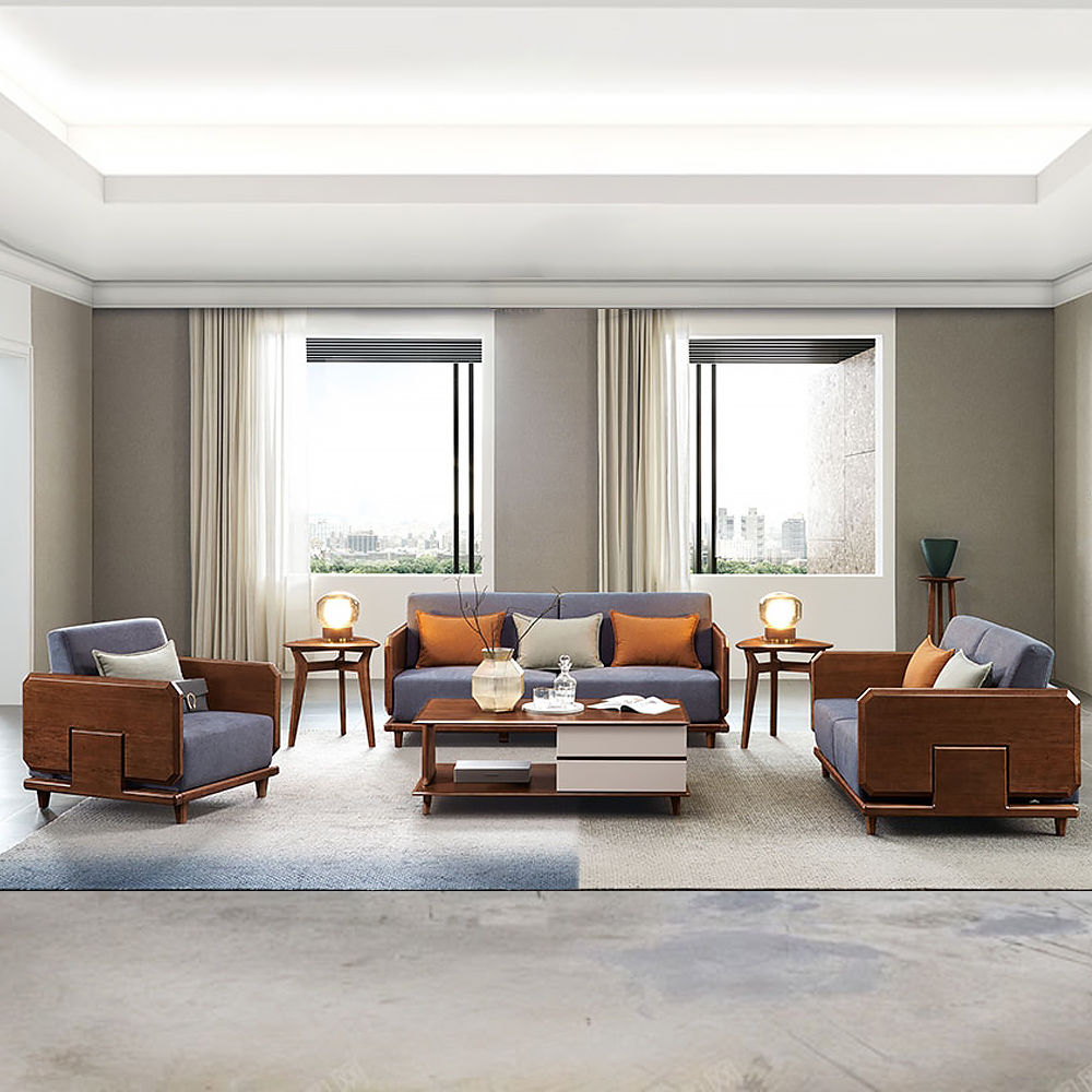 

3-Piece Cotton & Linen Living Room Set 3-Seater Sofa and Loveseat and Armchair in Gray