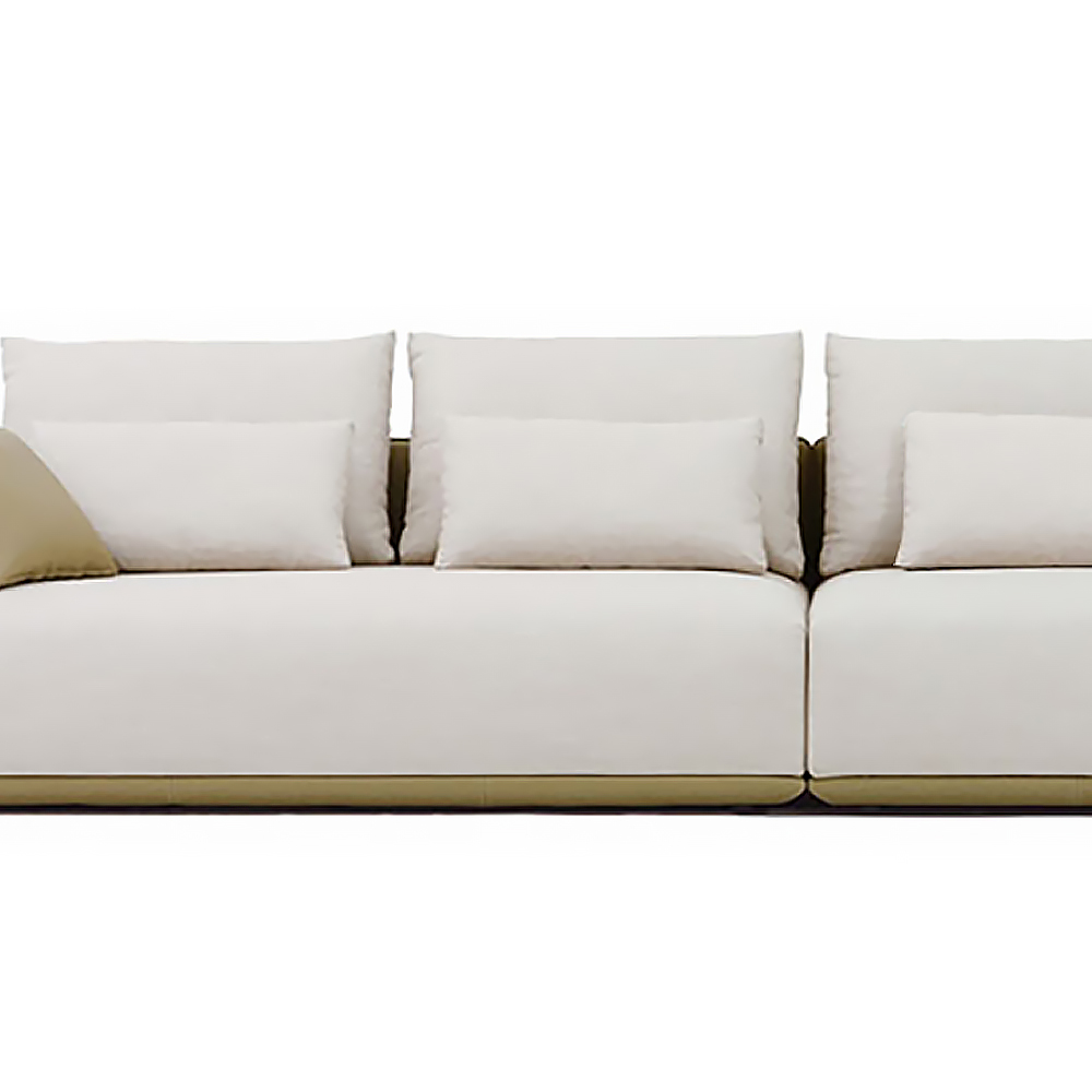Modern Off-White 4-Seater Sofa PU Leather Upholstered with Side Table