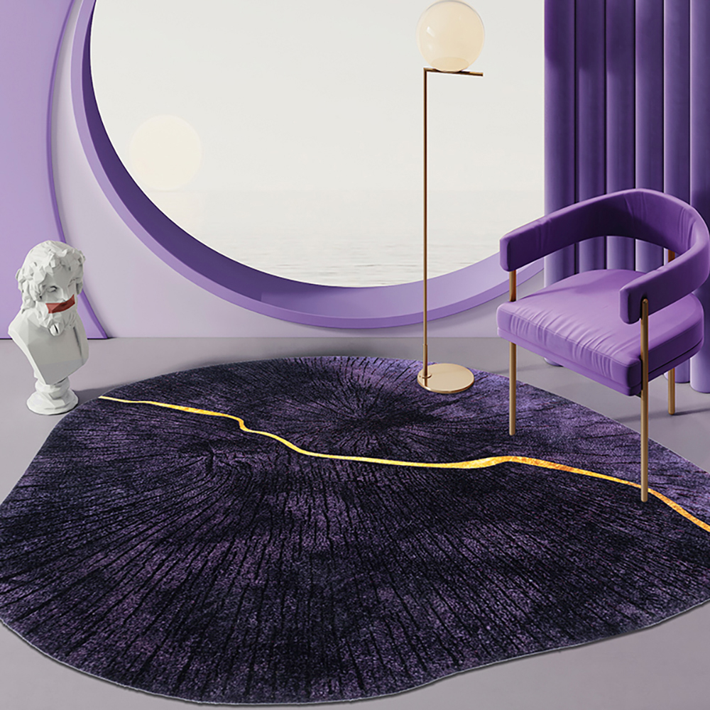 

5' x 5' Handmade Creative Irregular Dark Purple Area Rug Design Indoor Rug