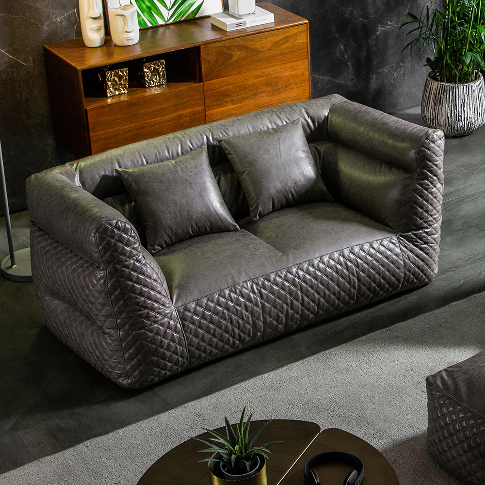 

Large Bean Bag Chair Loveseat in Deep Gray with Leath-aire Upholstery