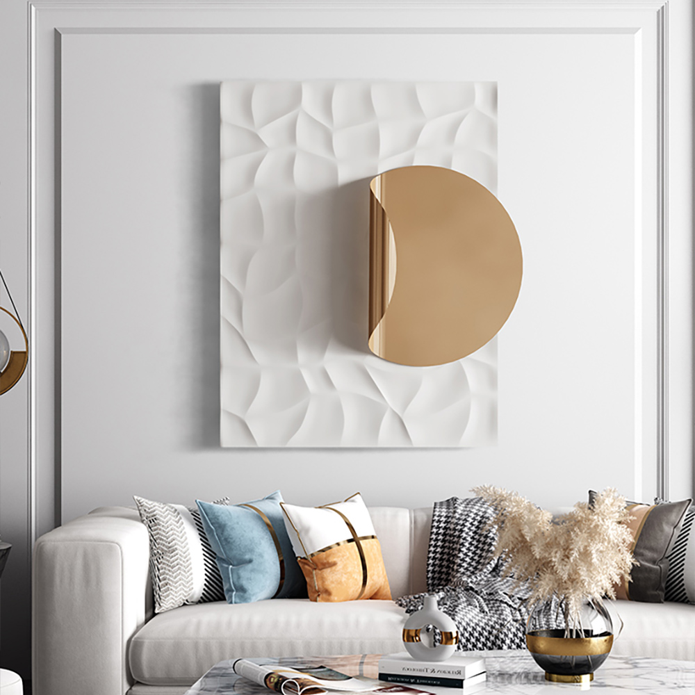 

Rectangle Modern White & Gold Wall Decor Background Creative Geometric Wall Art