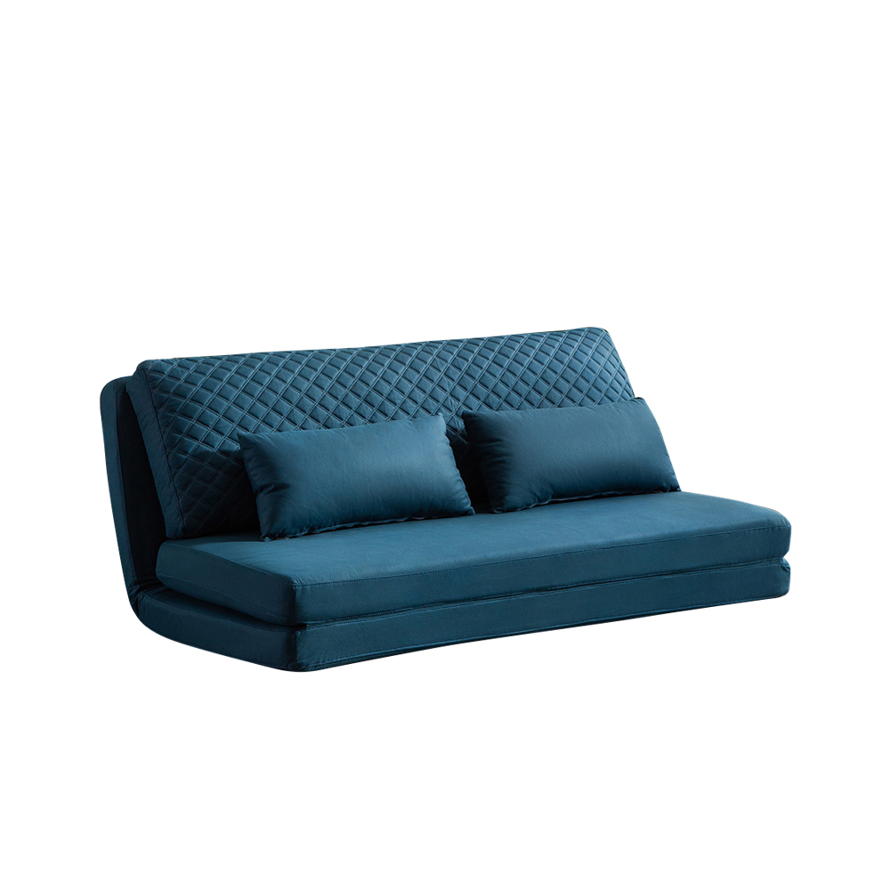 1360mm Armless Sleeper Sofa Leath-aire Upholstered in Blue Convertible Sofa