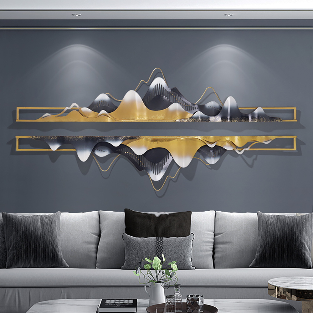 

Modern Mountain Novelty Metal Wall Decor Nature Art in Gold & Black