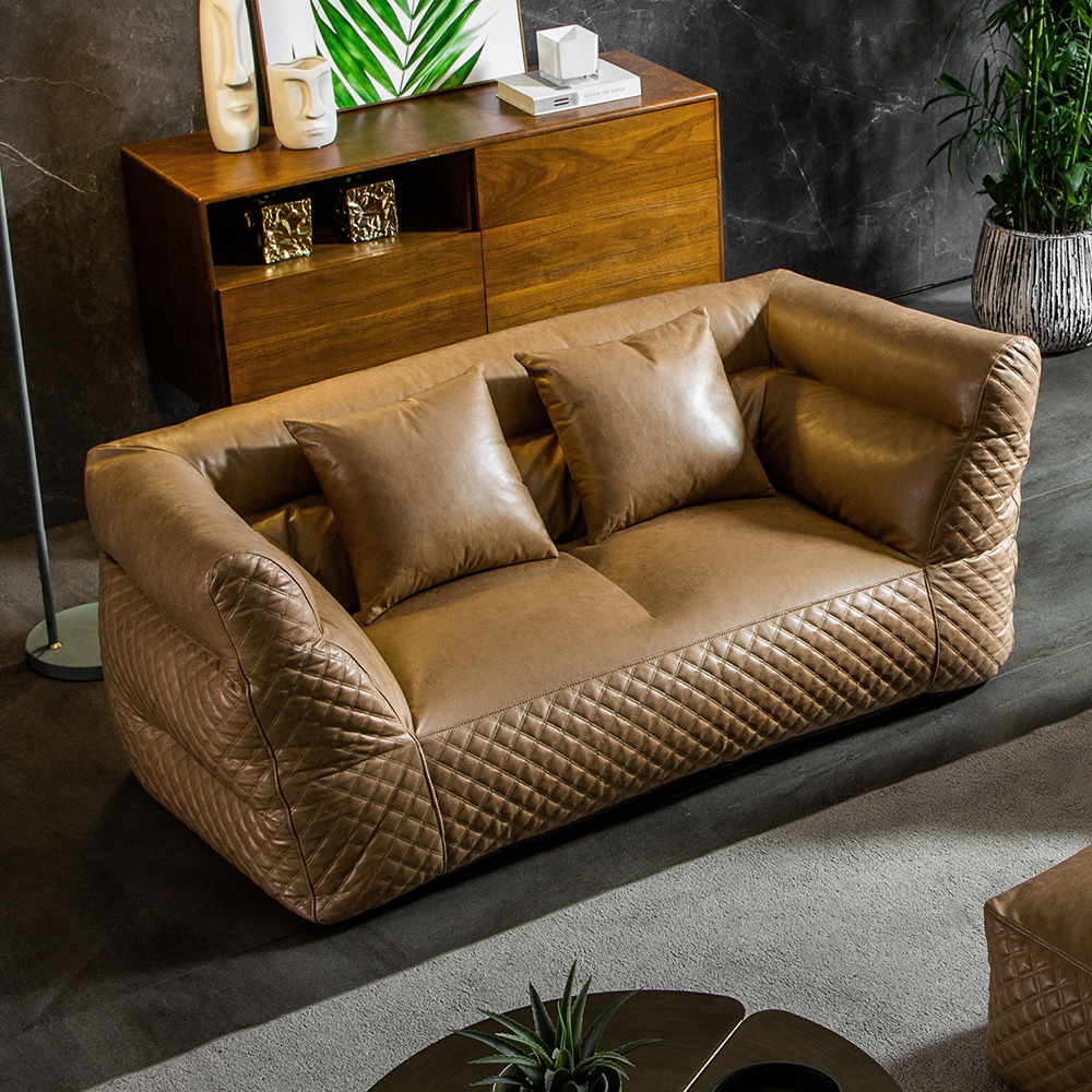 

Large Bean Bag Chair Loveseat in Brown with Leath-aire Upholstery