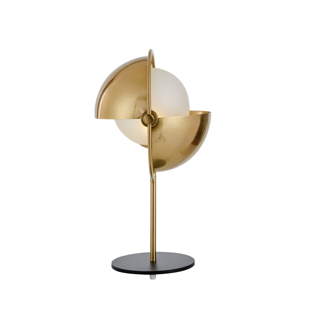 1-Light Glass Globe Table Lamp with Rotatable Shade in Gold