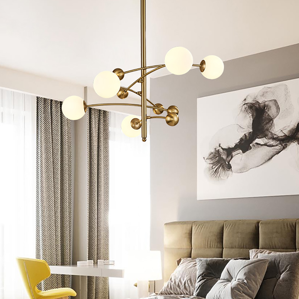 

Modern 5-Light Sputnik Chandelier with 350° Swivel Arms in Gold for Living Room
