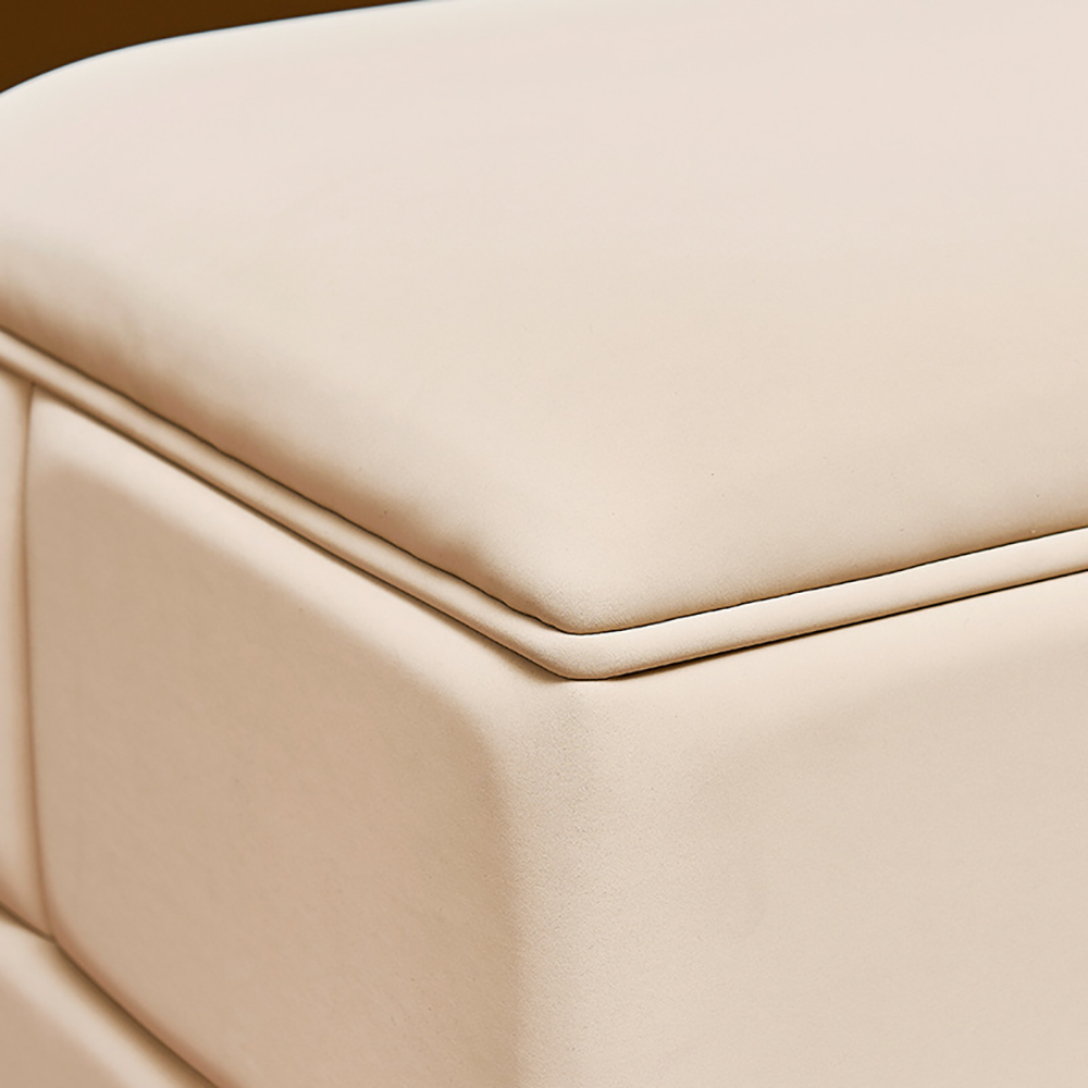 400mm Modern Square Vanity Stool Microfiber Leather Upholstery in Beige