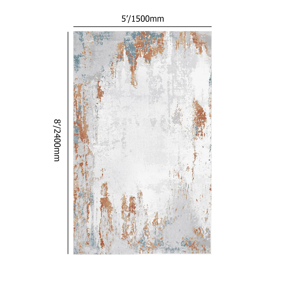 5' × 8' Modern Abstract Ink Painting Multi-colored Rectangle Area Rug