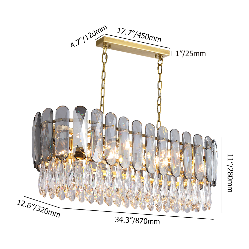 Modern Raindrop 8Light Kitchen Island Light with Crystal in Clear