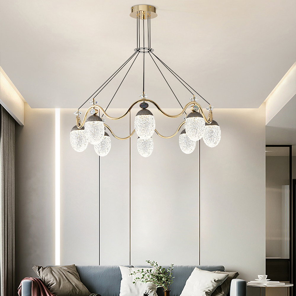 

Modern Gold Acrylic LED Chandelier 8-Light 3 Color Mode for Living Room and Dining Room