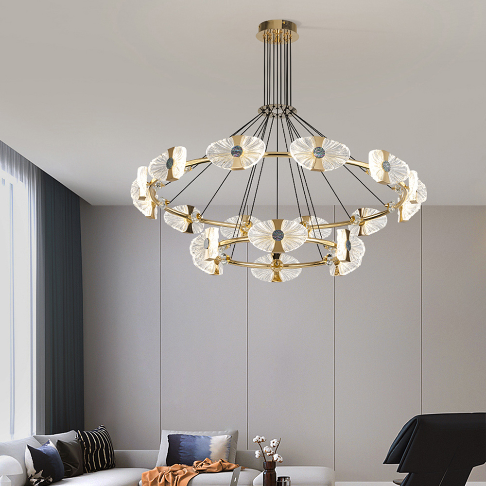 

Modern Circle Acrylic LED Chandelier 18-Light for Living Room and Dining Room