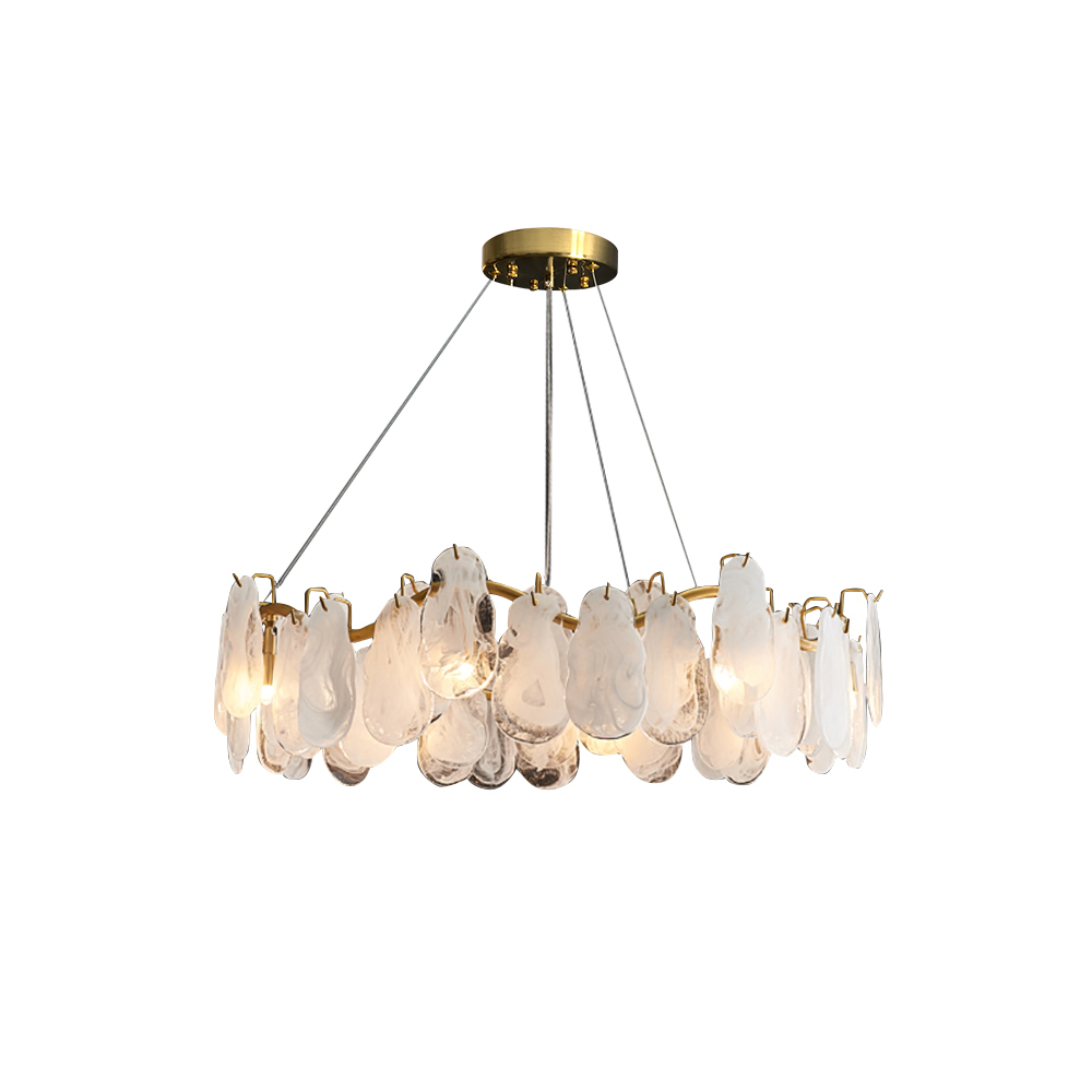 Modern 8-Light Tiered Cloud Glass Chandelier with Adjustable Cables