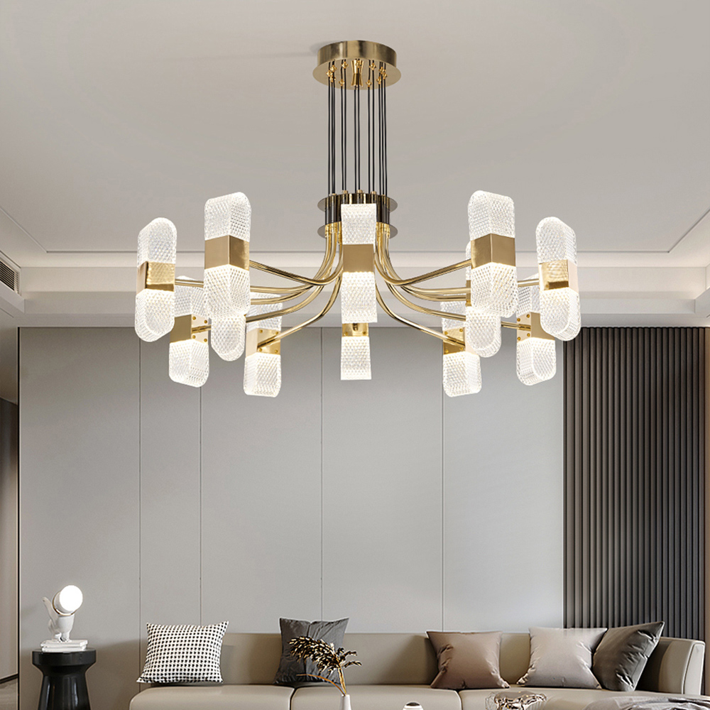 

Modern 12-Light Acrylic LED Gold Sputnik Chandelier for Living Room