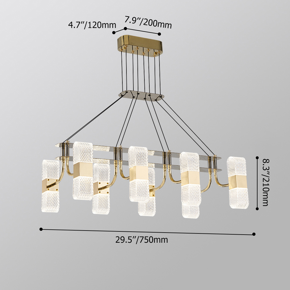 Gold 8-Licht Acryl LED Kücheninsel Licht 3 Farbmodus für Esszimmer