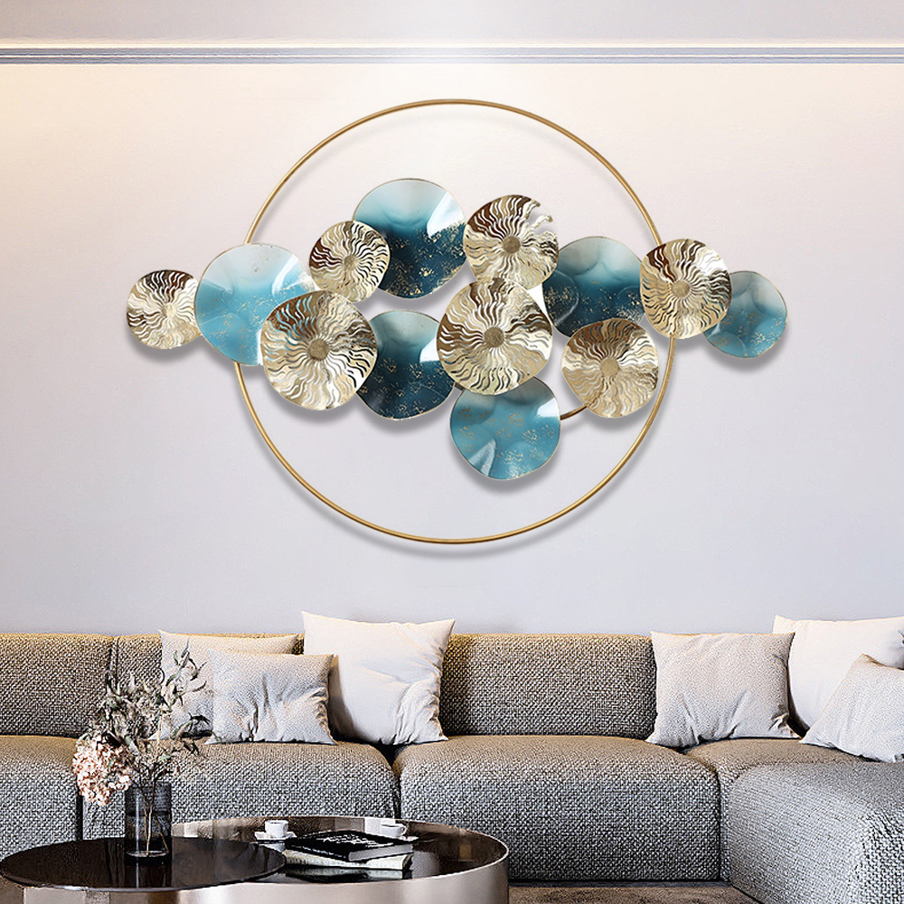 Modern Light Luxury Hollowed Leaves Metal Wall Decor in BlueHomary